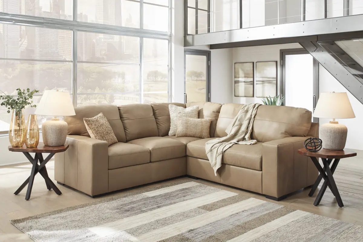 Bandon 2 Piece Sectional with genuine leather upholstery and contemporary design