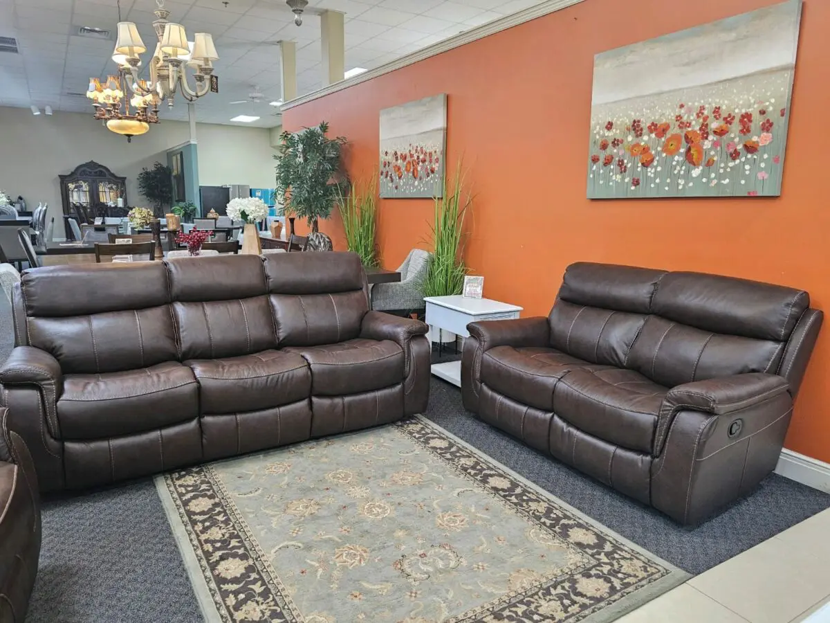 9020 Brown 2 Piece Living Room Set - Sofa and Loveseat