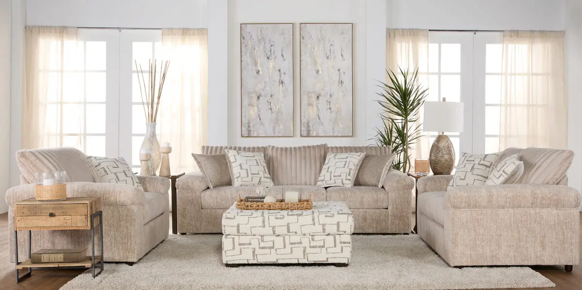 Galactic Parchment 2 Piece Living Room Set with Sofa and Loveseat