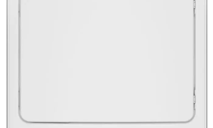 Front view of the Hotpoint 6.2 cu. ft. electric dryer model HTX26EASWWW in white with top control dials and reversible door.