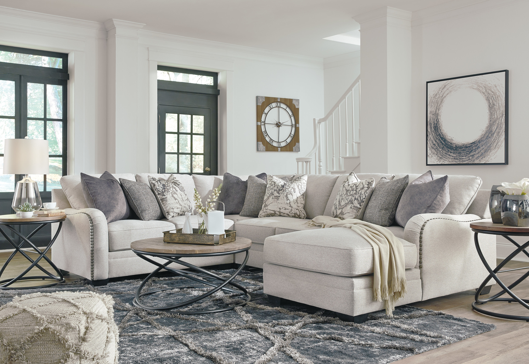 dellara 4 piece living room sectional with chaise | gonzalez