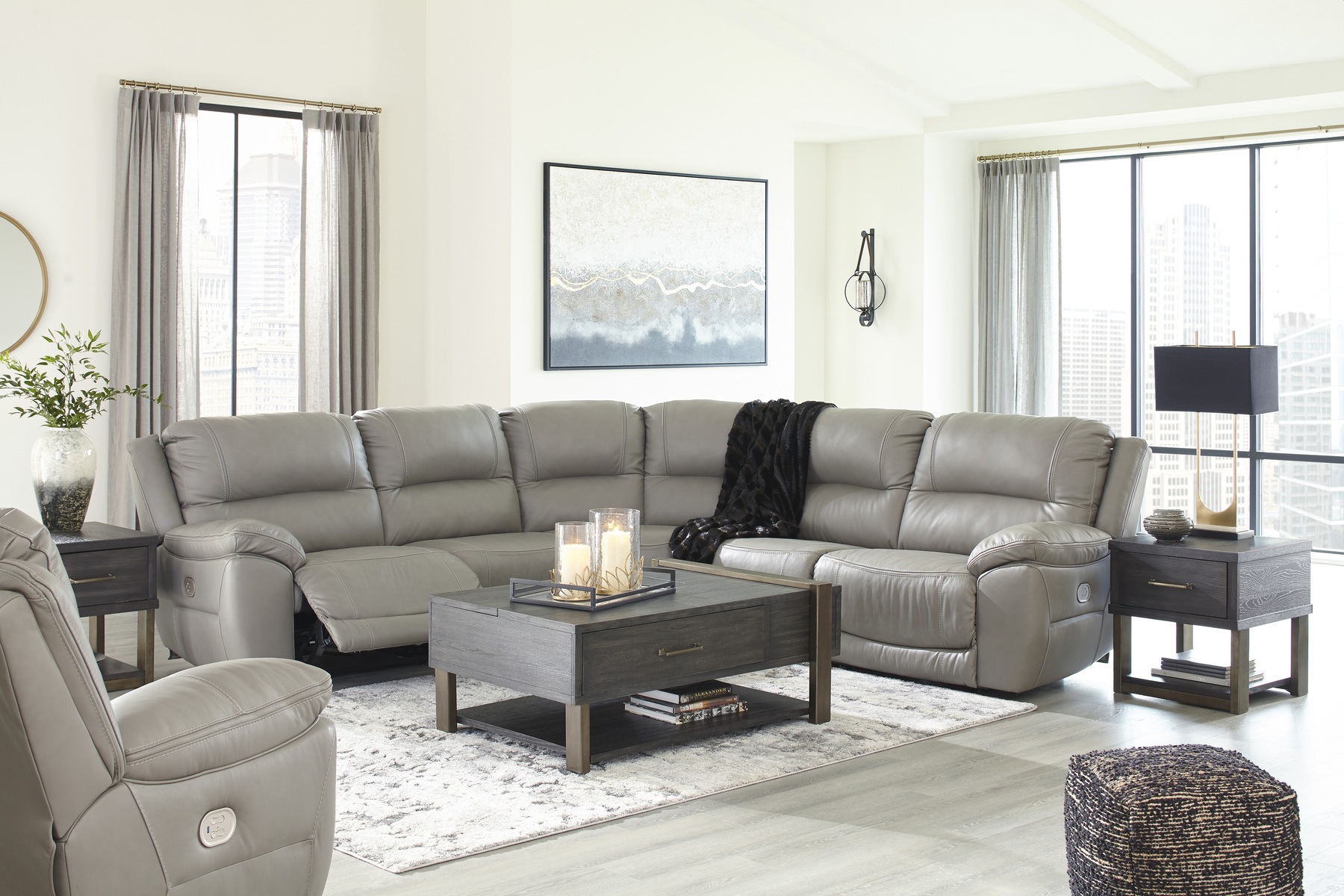 Dunleith Gray 5 Piece Living Room Sectional Set Gonzalez Furniture