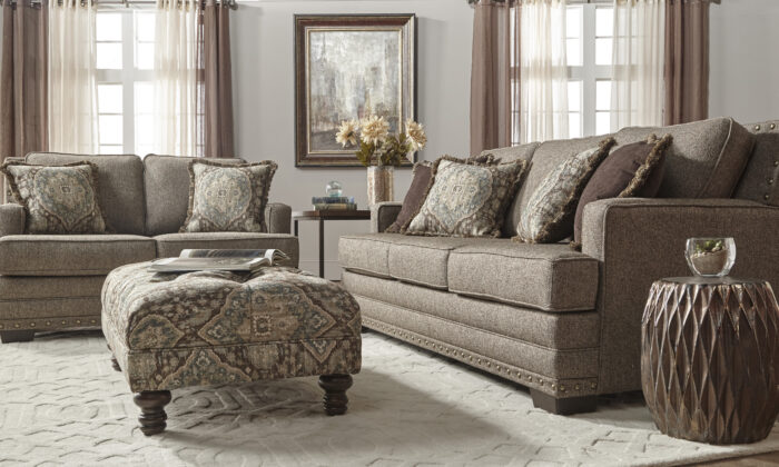 Mal Can Buckhorn 2 Piece Living Room Set with sofa and loveseat in earthy brown upholstery