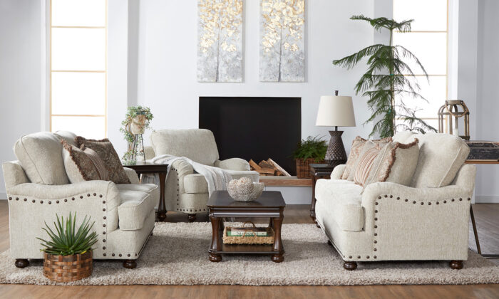 Cycle Hay 2 Piece Living Room Set with Loveseat and Sofa in beige upholstery