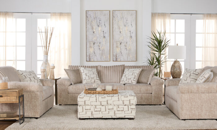 Galactic Parchment 2 Piece Living Room Set with Sofa and Loveseat